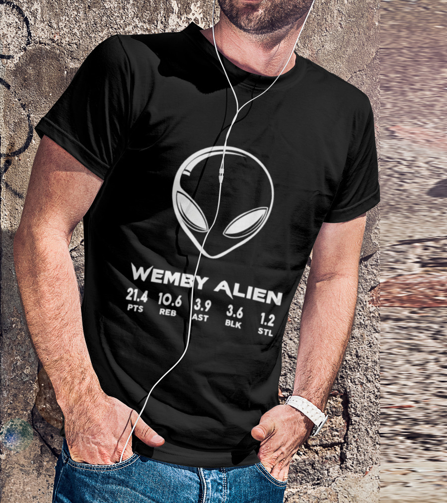 Wemby Alien 21.4 PTS 10.6 REB 3.9 AST 3.6 BLK 1.2 STL San Antonio Spurs T-Shirt