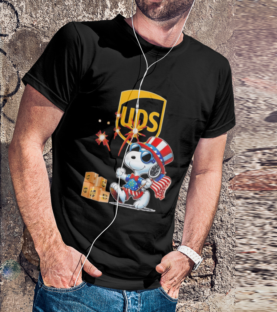 Patriotic Snoopy Independence Day UPS Packages American Flag Celebration T-Shirt
