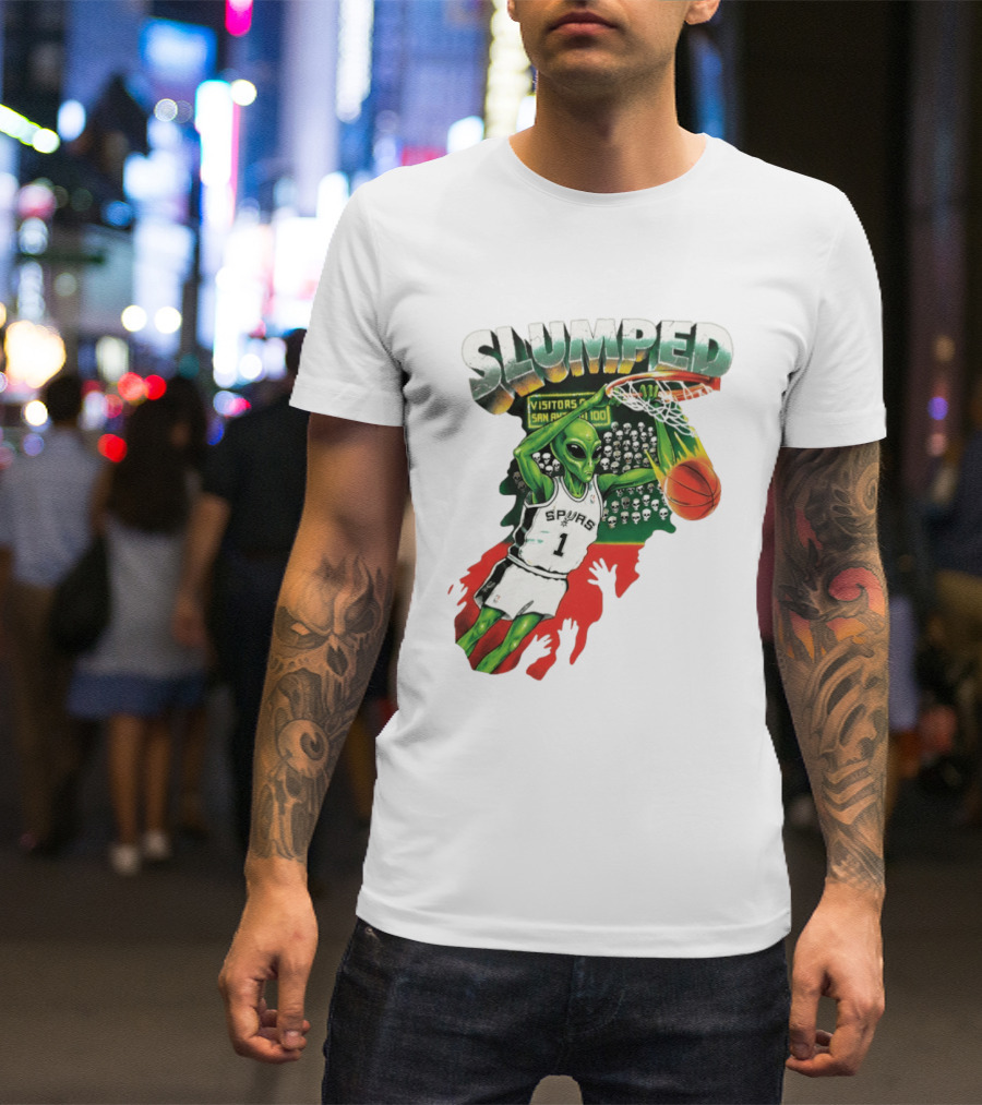 Slumped Alien Basketball Dunk Spurs Number 1 Visitors San Antonio 100 T-Shirt