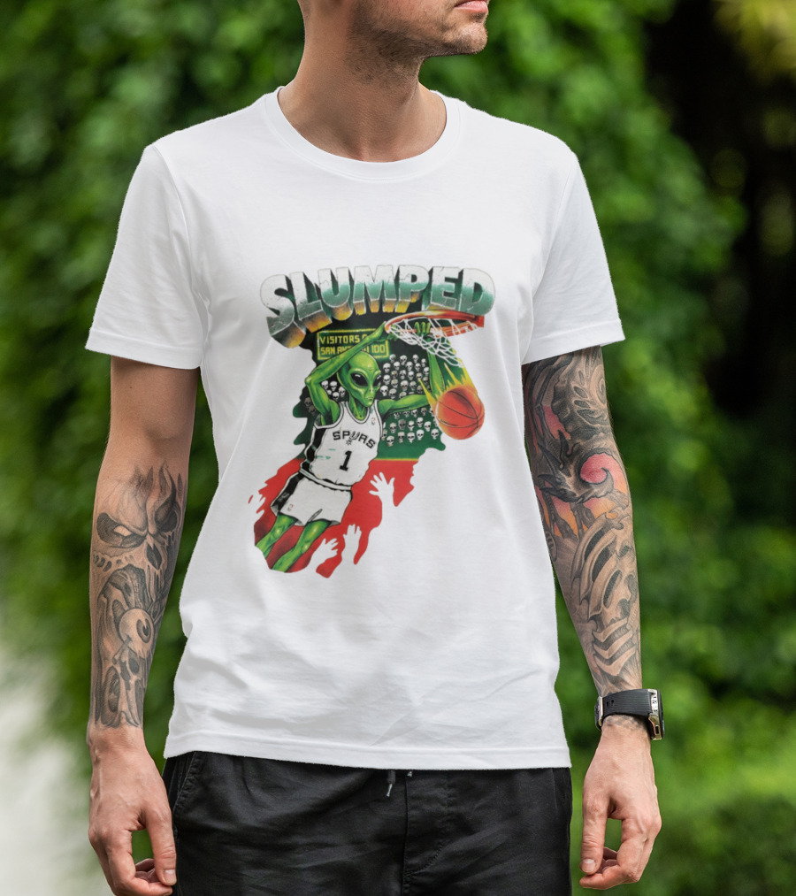 Slumped Alien Basketball Dunk Spurs Number 1 Visitors San Antonio 100 T-Shirt