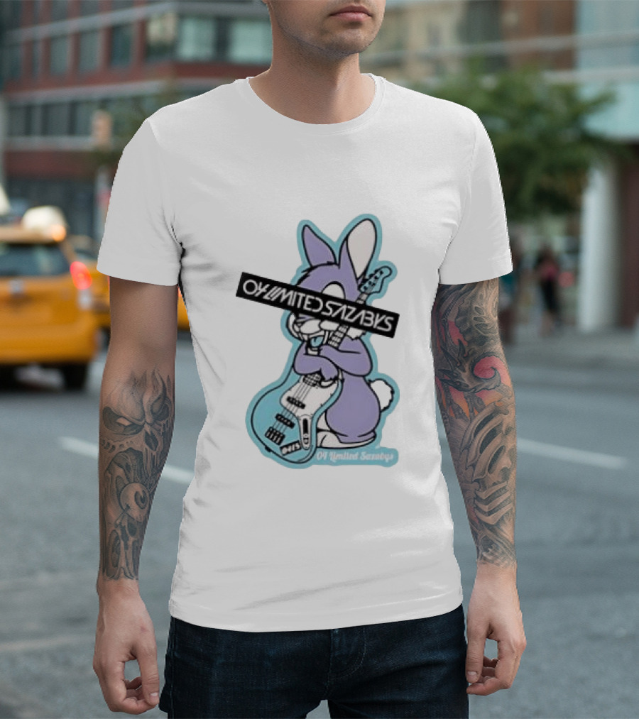 Bunny Playing Electric Bass Guitar Oy Limited Sazabys T-Shirt