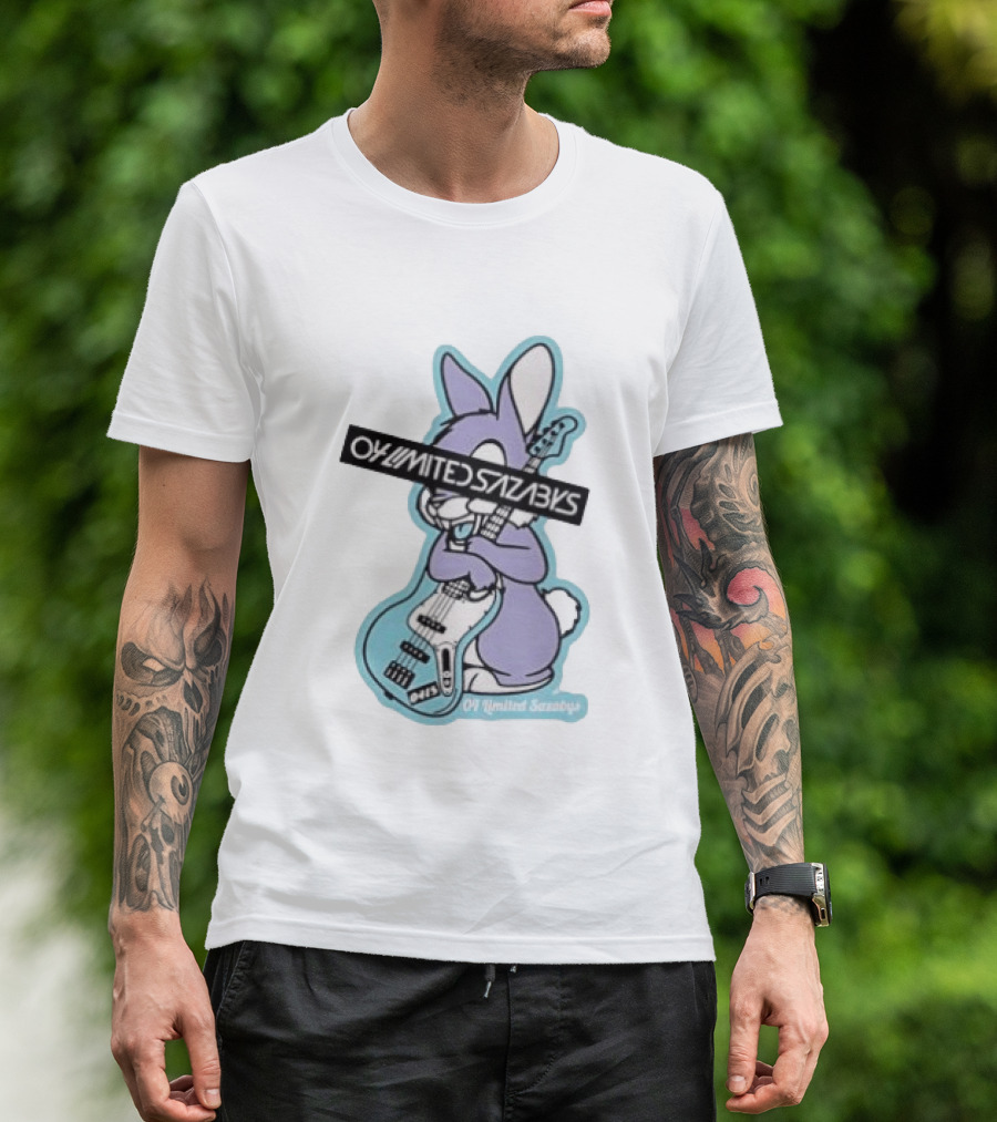 Bunny Playing Electric Bass Guitar Oy Limited Sazabys T-Shirt