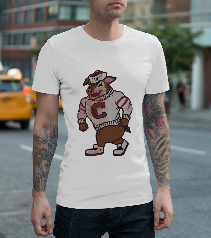 Carolina Hurricanes Canes Pig Hockey Cartoon Character Sweater T-Shirt
