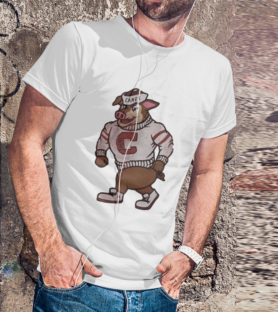 Carolina Hurricanes Canes Pig Hockey Cartoon Character Sweater T-Shirt