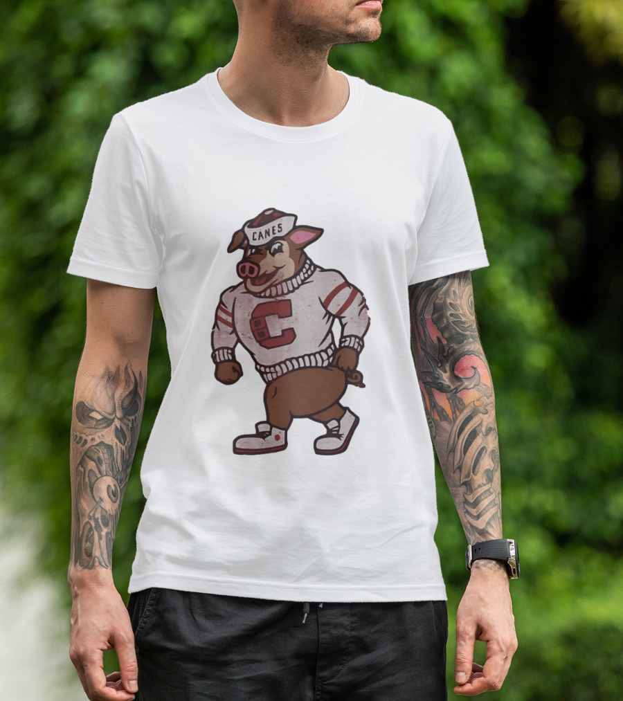 Carolina Hurricanes Canes Pig Hockey Cartoon Character Sweater T-Shirt