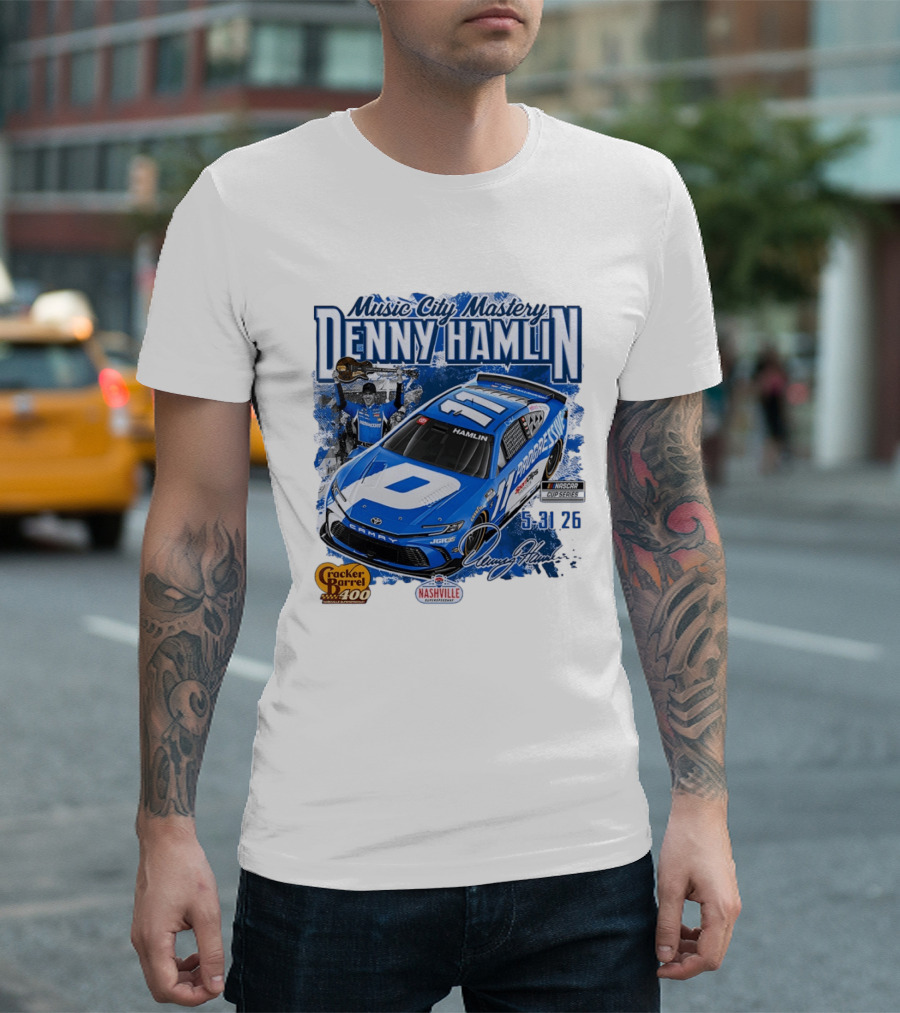 Music City Mastery Denny Hamlin Cracker Barrel 400 Nashville Superspeedway 2026 NASCAR Cup Series T-Shirt