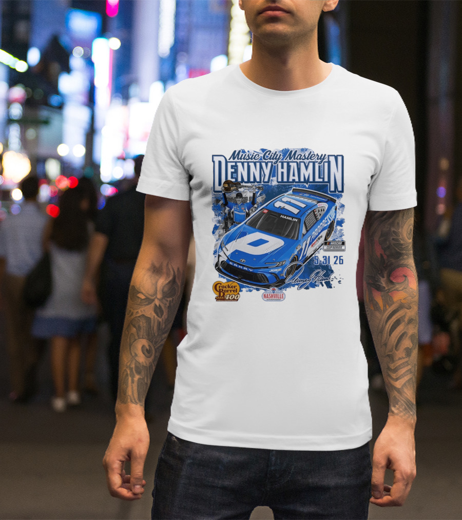 Music City Mastery Denny Hamlin Cracker Barrel 400 Nashville Superspeedway 2026 NASCAR Cup Series T-Shirt