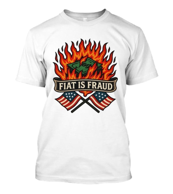 Fiat Is Fraud Money Burning Flames With United States Flags T-Shirt