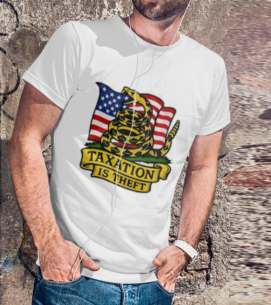 Taxation Is Theft Gadsden Flag American Flag Snake T-Shirt