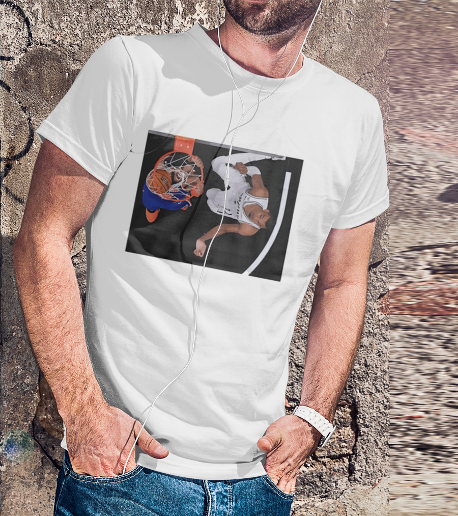 Jalen Brunson New York Knicks Victor Wembanyama San Antonio Spurs NBA Basketball Action T-Shirt