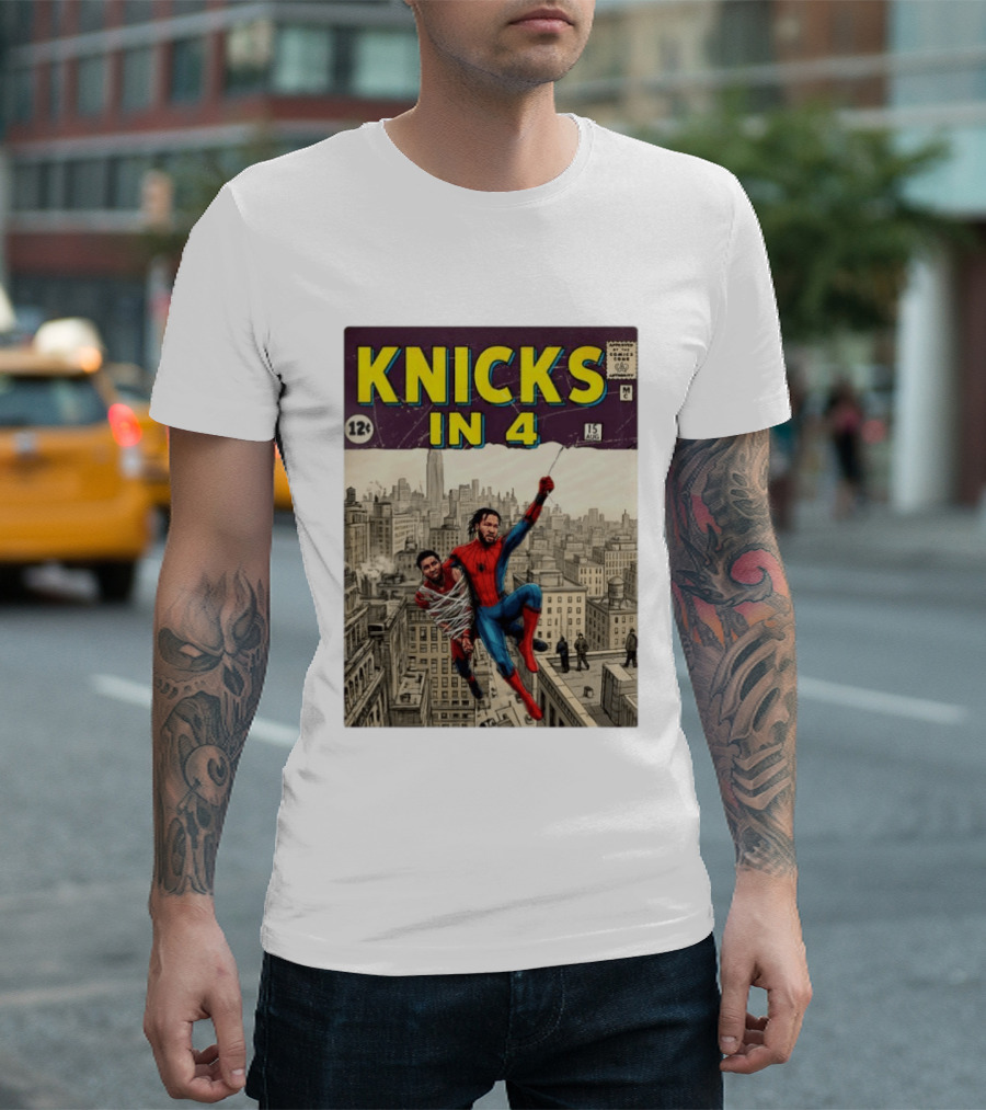 Knicks In 4 Jalen Brunson Vs Donovan Mitchell Comic Crossover New York Cleveland Showdown T-Shirt