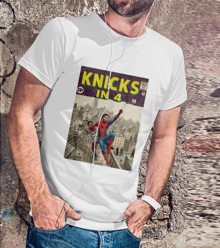 Knicks In 4 Jalen Brunson Vs Donovan Mitchell Comic Crossover New York Cleveland Showdown T-Shirt