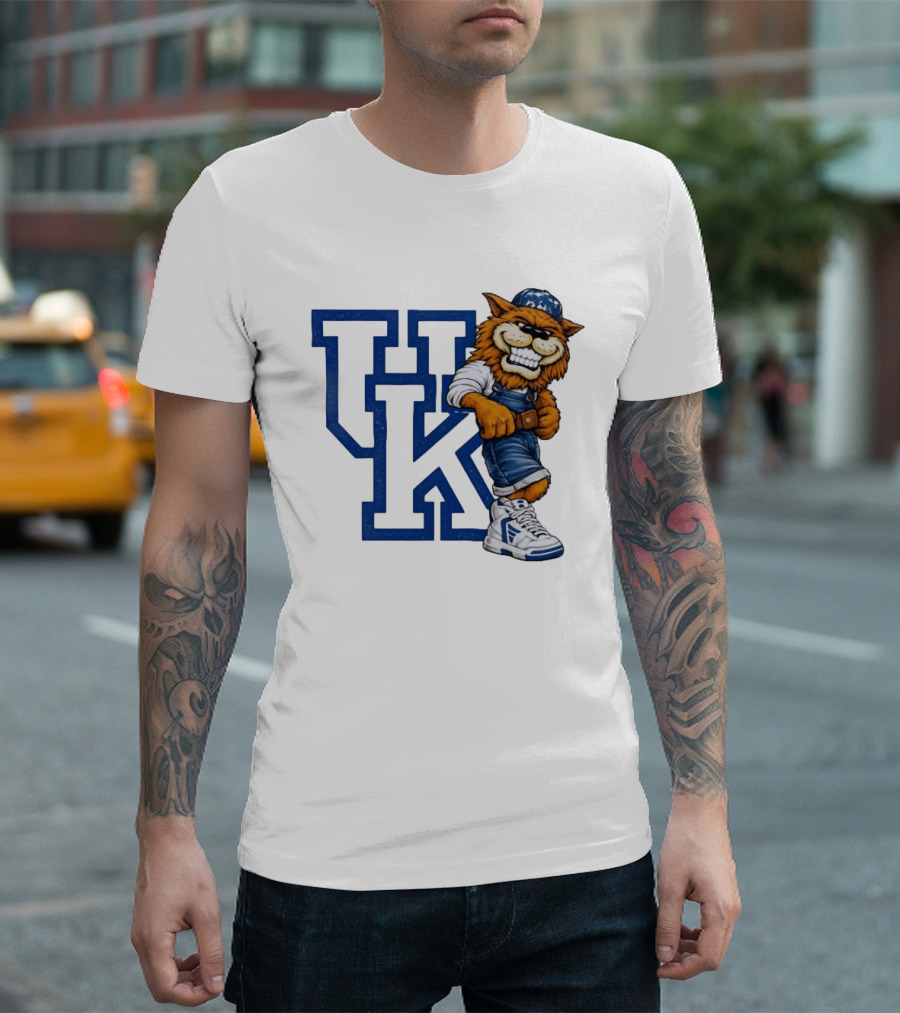 Kentucky Wildcats UK Mascot In Overalls Sneakers Athletics Basketball T-Shirt