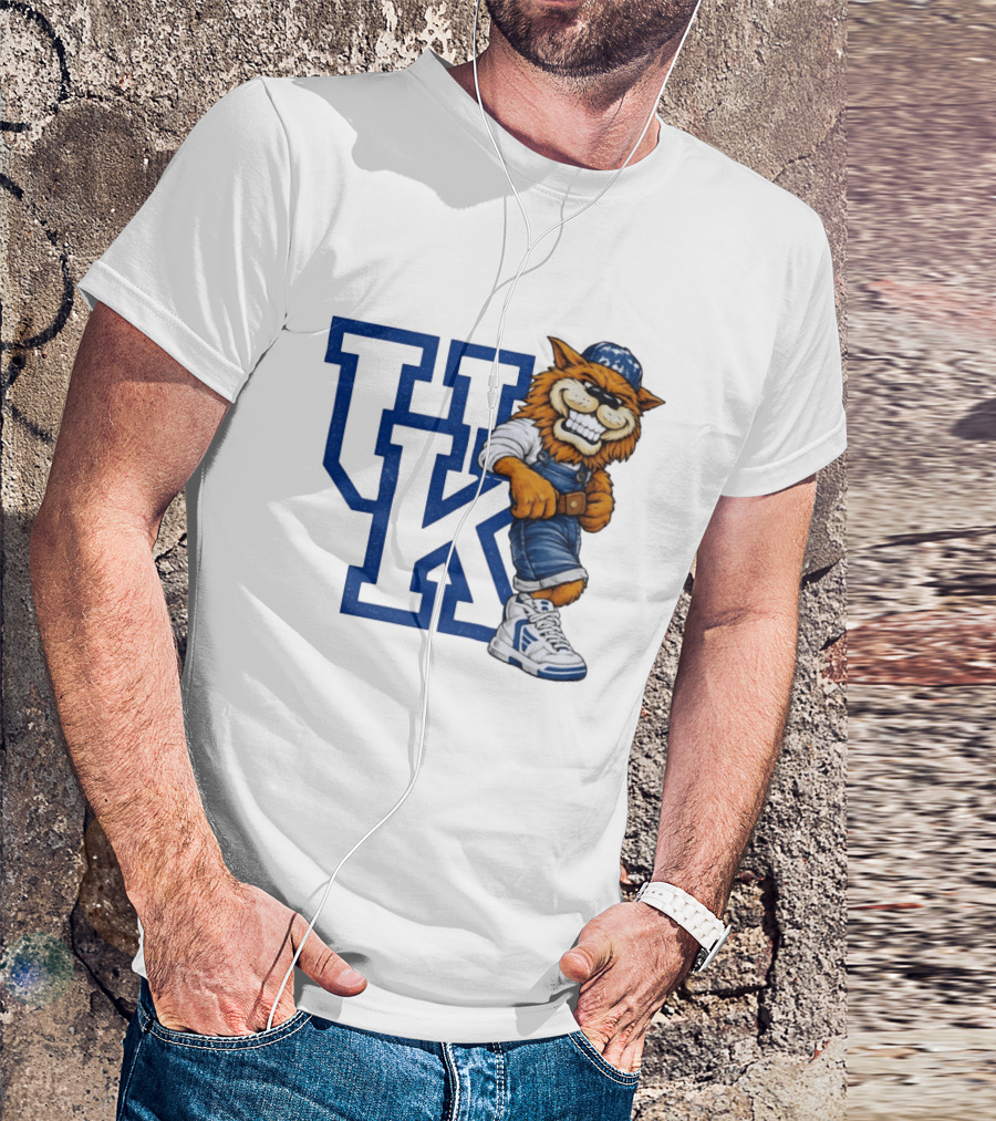 Kentucky Wildcats UK Mascot In Overalls Sneakers Athletics Basketball T-Shirt