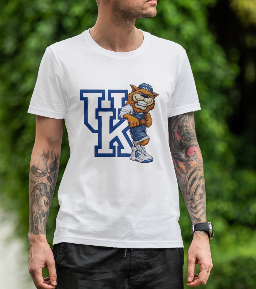 Kentucky Wildcats UK Mascot In Overalls Sneakers Athletics Basketball T-Shirt