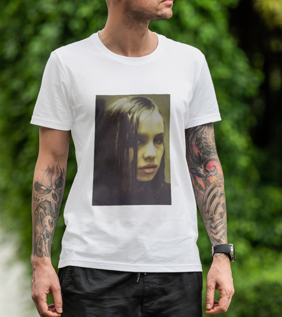 Raf Simons FW18 Christiane F Wet Hair Portrait Fashion T-Shirt