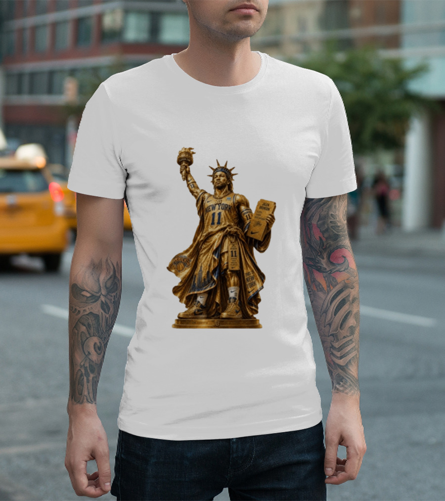 New York Knicks Jalen Brunson Statue Of Liberty Nike 11 Basketball Knicks T-Shirt