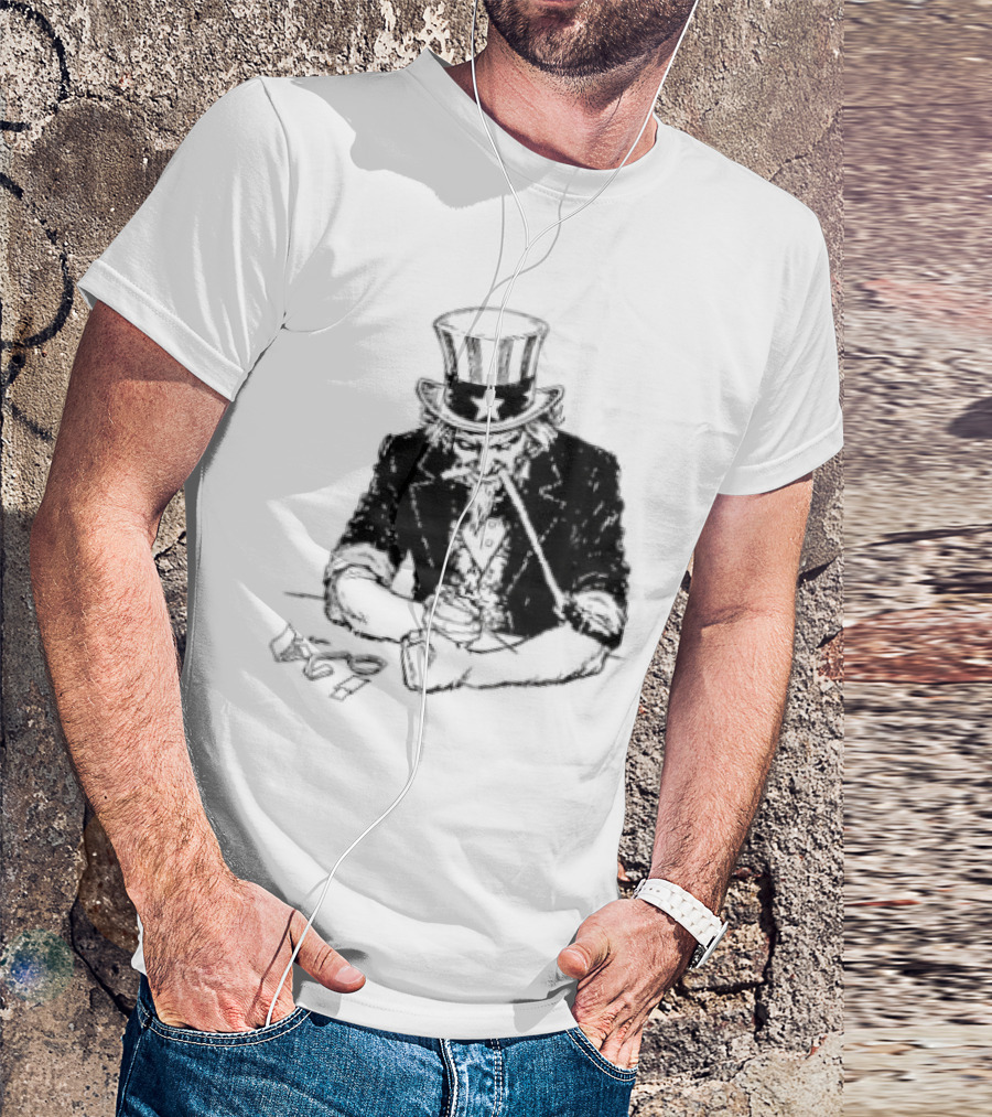 Uncle Sam Heroin Addiction Syringe Needle Dark T-Shirt