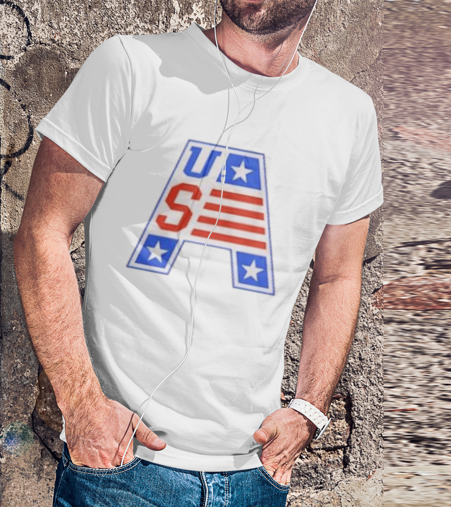 USA Stars Stripes Letter A Patriotic T-Shirt
