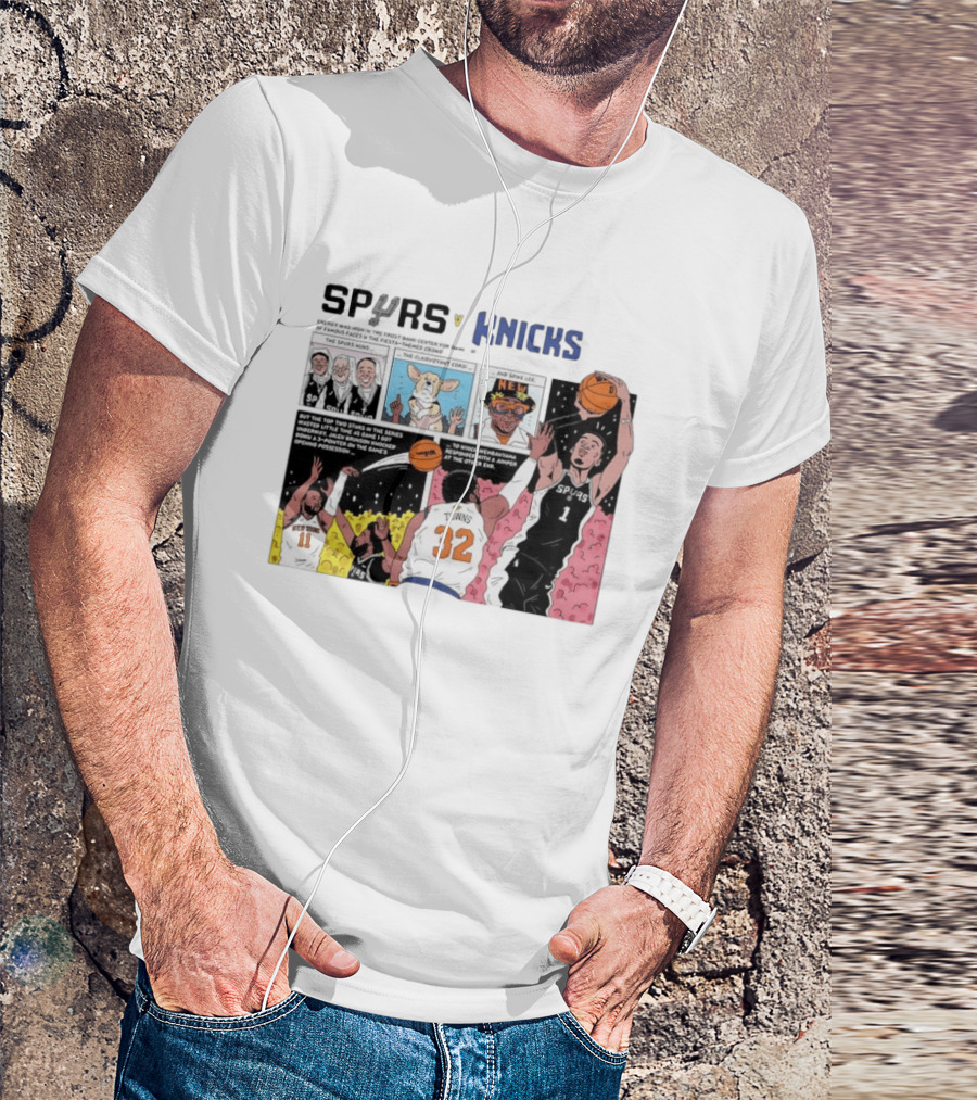 San Antonio Spurs V New York Knicks Comic Victor Wembanyama Jalen Brunson Karl Anthony Towns T-Shirt