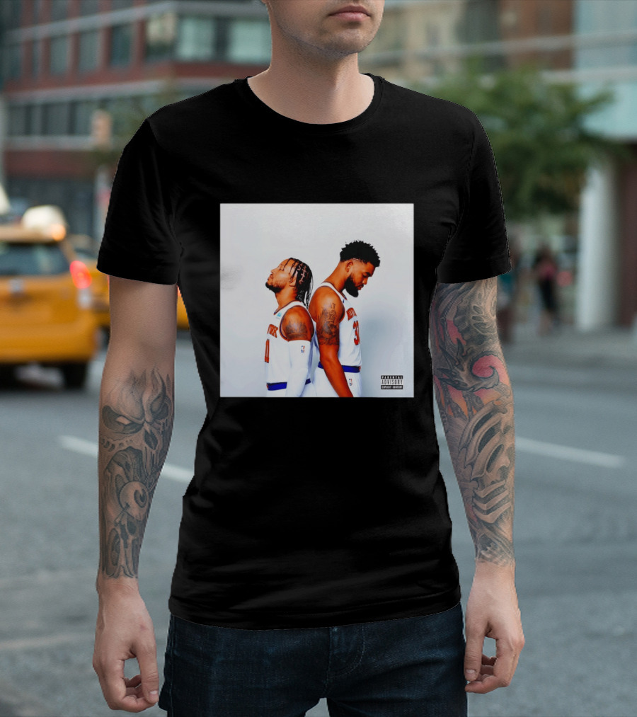 Knicks Basketball Players Brunson Towns Parental Advisory Album Cover T-Shirt