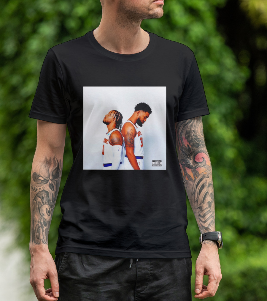 Knicks Basketball Players Brunson Towns Parental Advisory Album Cover T-Shirt