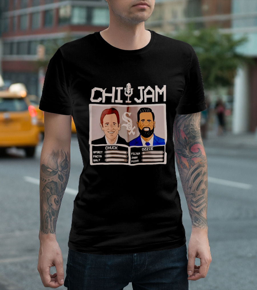CHI JAM Chuck Garfien Ozzie Guillen Chicago White Sox Spirit Facts Salt Filter Jabs Picks T-Shirt