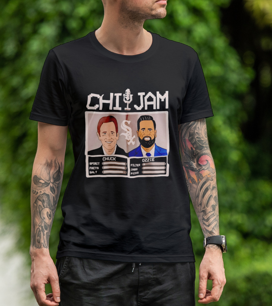 CHI JAM Chuck Garfien Ozzie Guillen Chicago White Sox Spirit Facts Salt Filter Jabs Picks T-Shirt