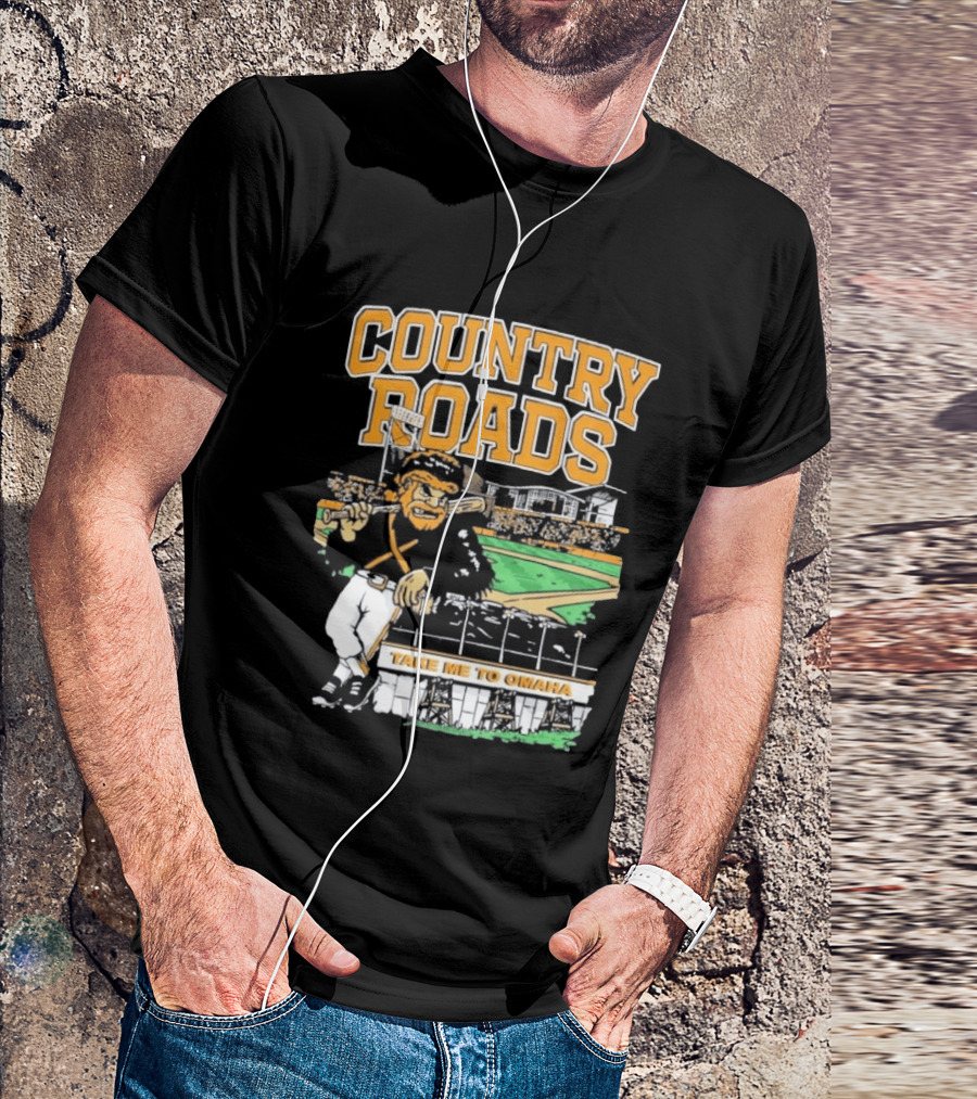 Country Roads Baseball Motif Take Me To Omaha T-Shirt