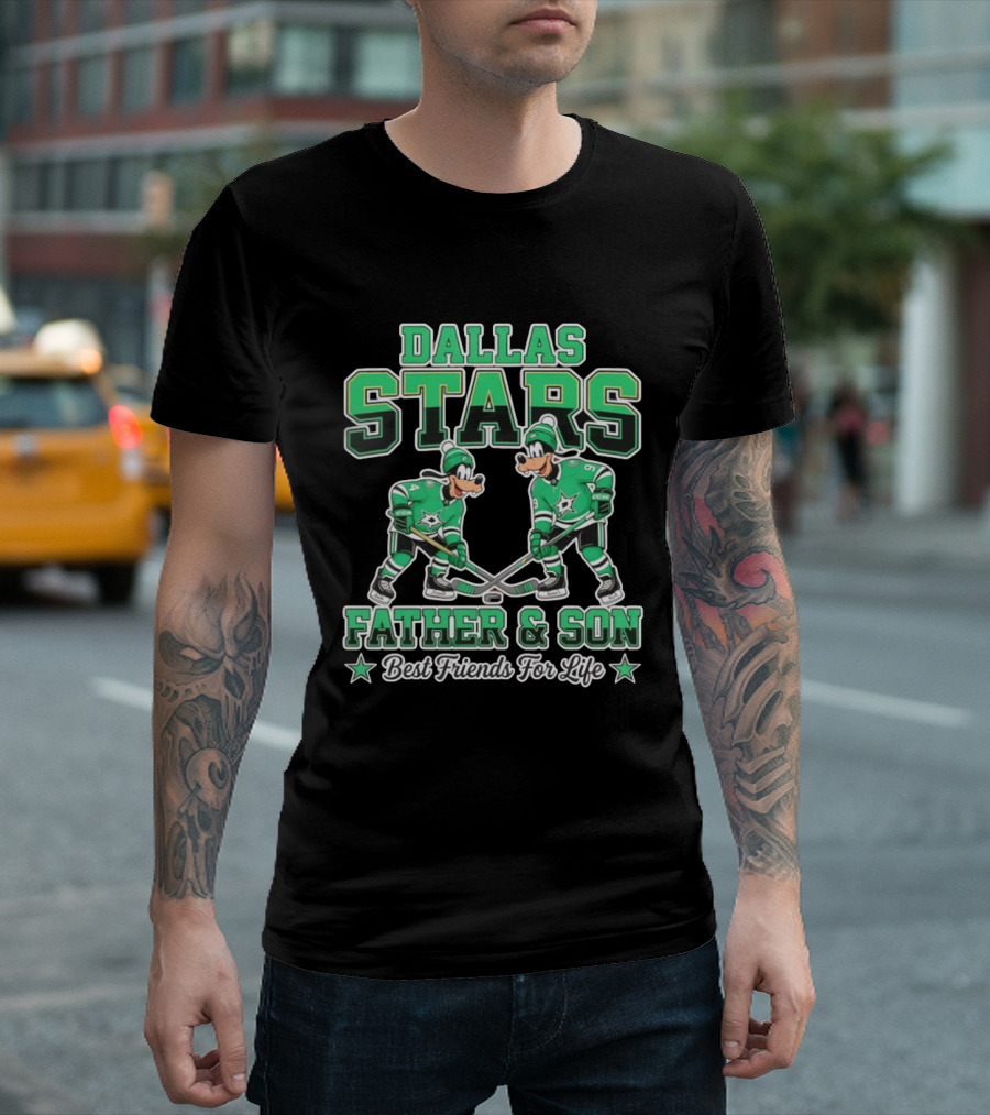 Dallas Stars Goofy Father And Son Best Friends For Life NHL Hockey Duo T-Shirt