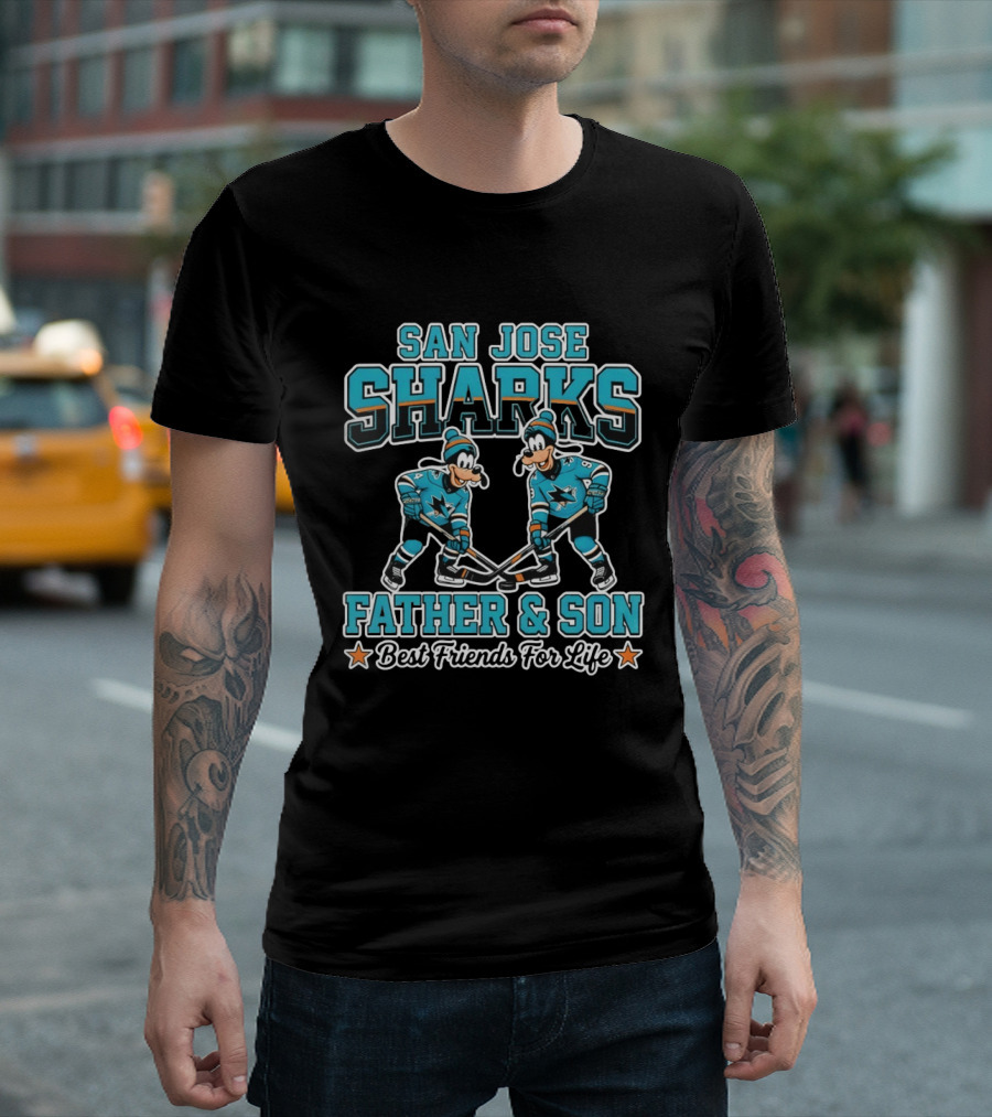 San Jose Sharks Disney Goofy Father And Son Best Friends For Life T-Shirt
