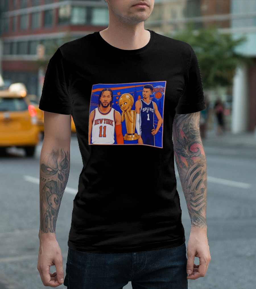 Jalen Brunson New York Knicks Victor Wembanyama San Antonio Spurs Larry O'Brien Trophy T-Shirt