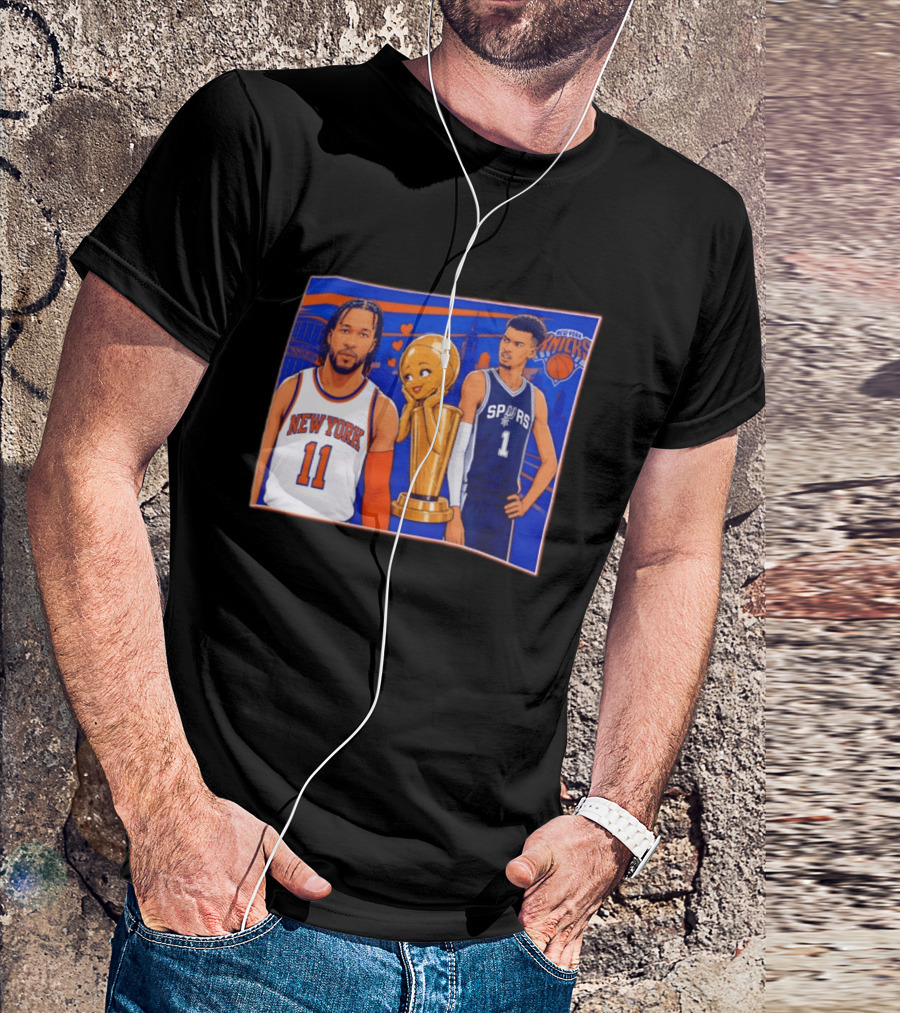 Jalen Brunson New York Knicks Victor Wembanyama San Antonio Spurs Larry O'Brien Trophy T-Shirt