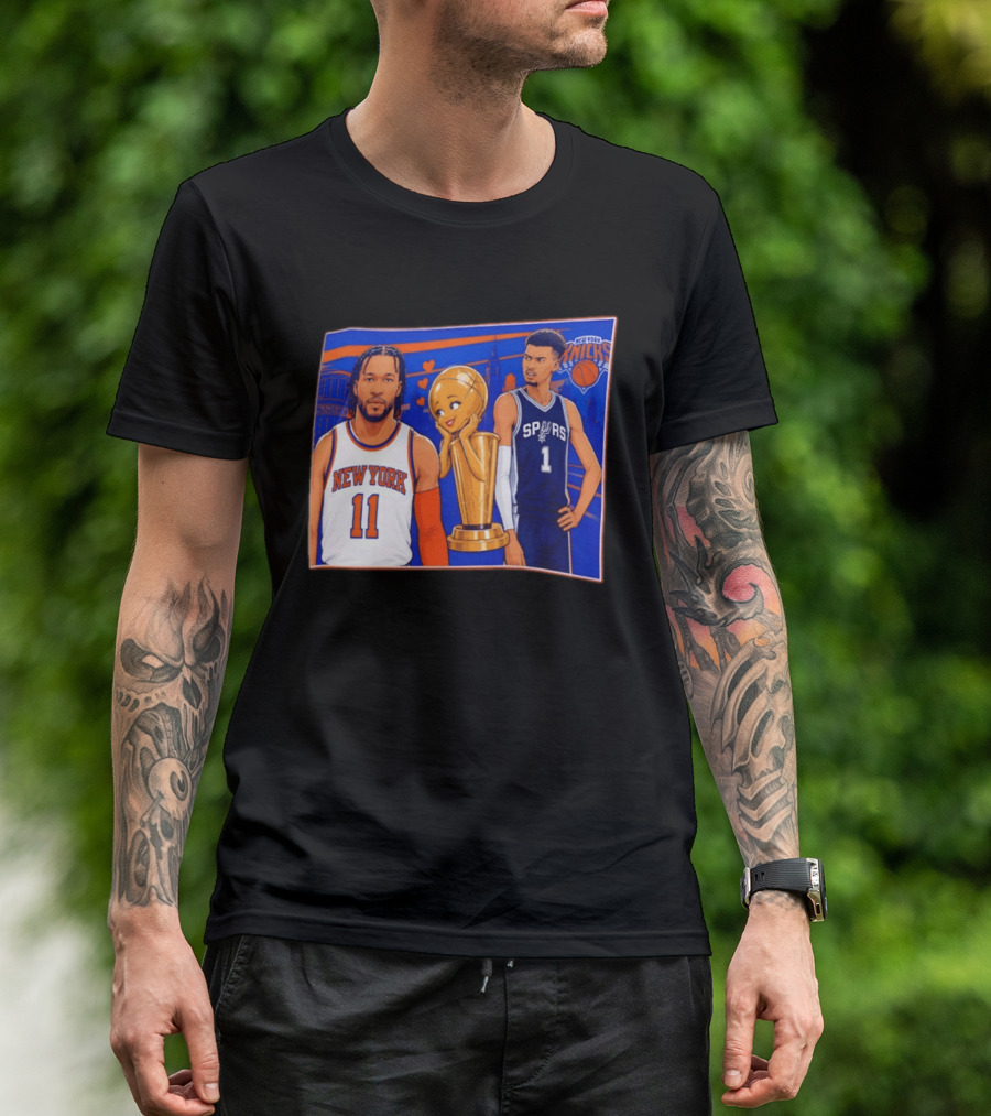 Jalen Brunson New York Knicks Victor Wembanyama San Antonio Spurs Larry O'Brien Trophy T-Shirt