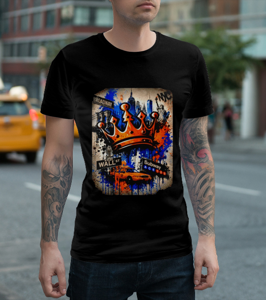 Broadway Wall St Subway NYC Crown Skyline Statue Graffiti T-Shirt