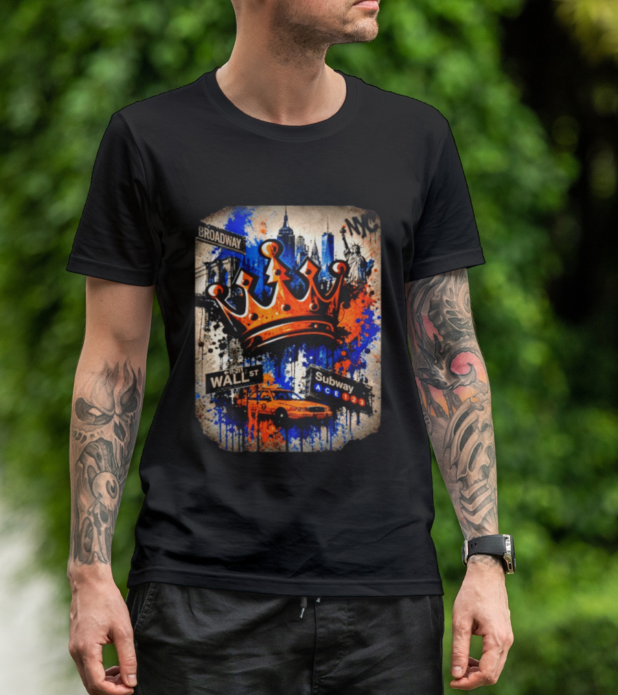 Broadway Wall St Subway NYC Crown Skyline Statue Graffiti T-Shirt