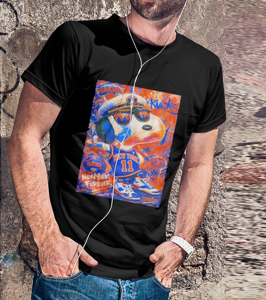 New York Knicks Snoopy Captain 11 New York Forever Streetwear Collection T-Shirt