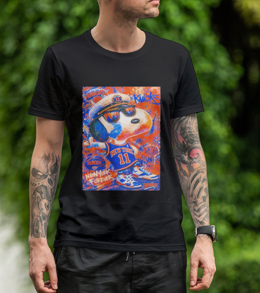 New York Knicks Snoopy Captain 11 New York Forever Streetwear Collection T-Shirt