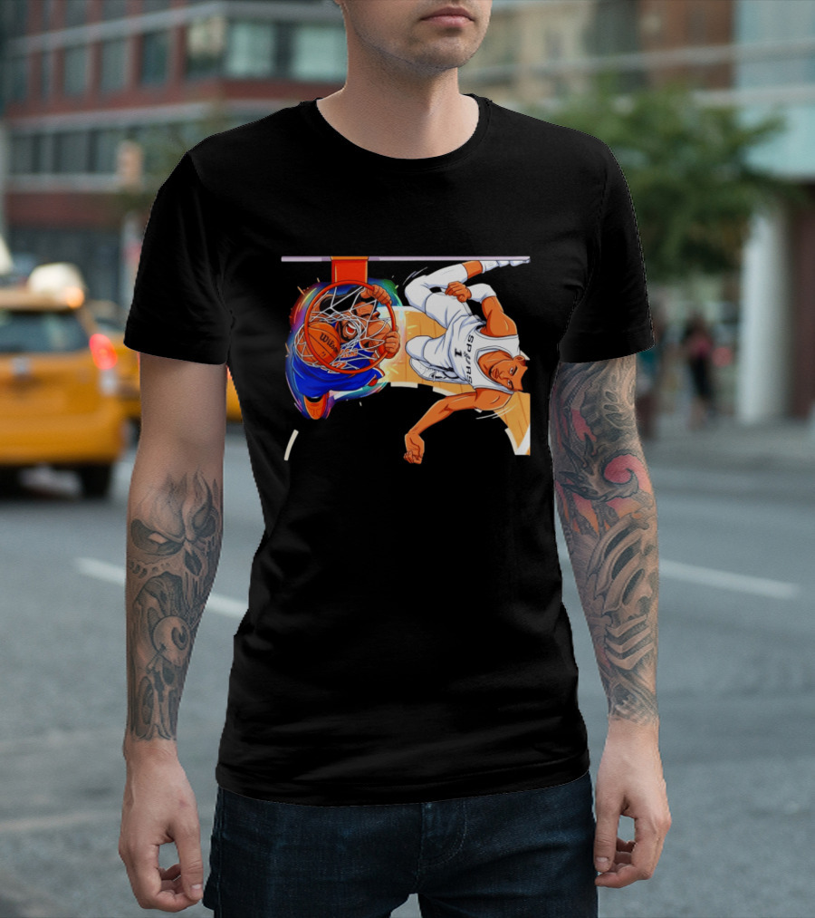 New York Knicks Vs San Antonio Spurs Comic Dunk Battle T-Shirt