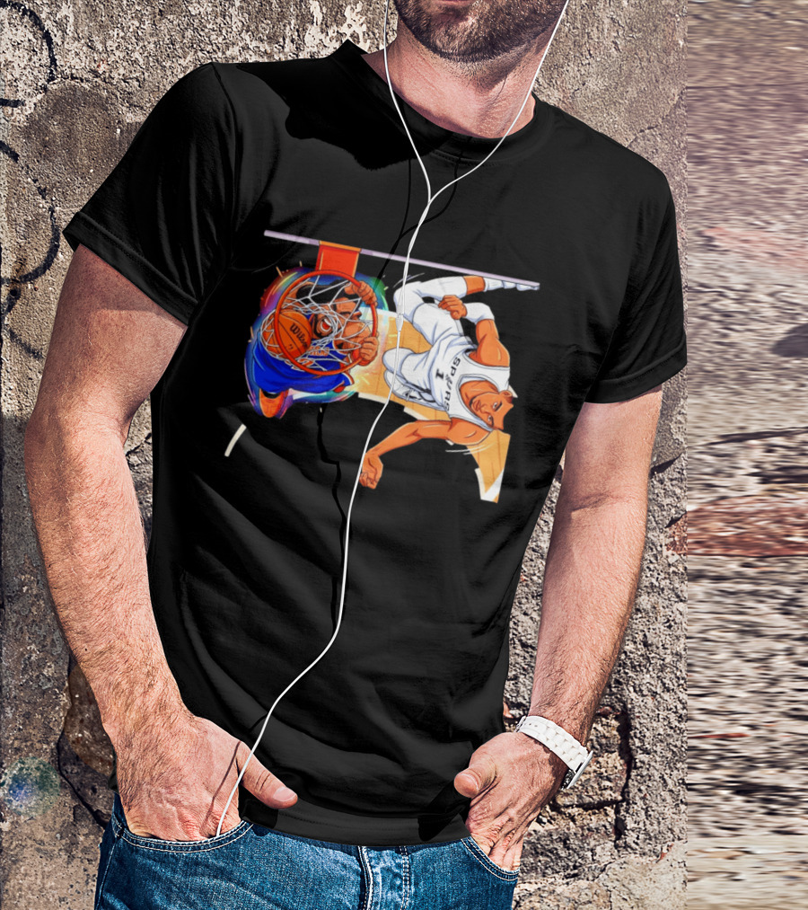 New York Knicks Vs San Antonio Spurs Comic Dunk Battle T-Shirt