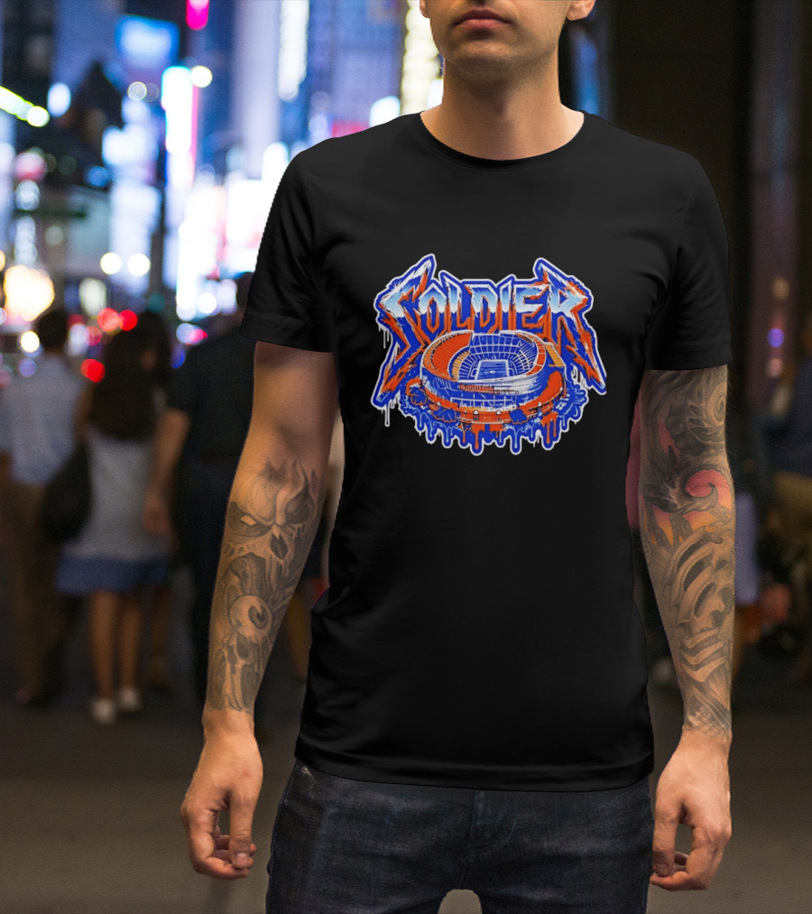 Chicago Bears Soldier Field Stadium Metal Font Drip Team Sports T-Shirt