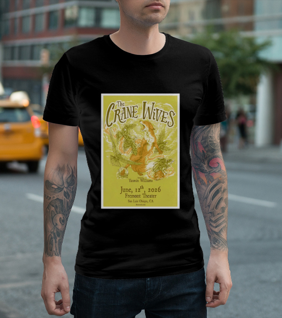 The Crane Wives Yasmin Williams Live June 12 2026 Fremont Theater San Luis Obispo Event T-Shirt