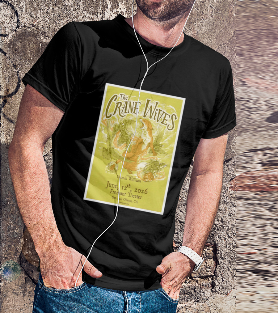 The Crane Wives Yasmin Williams Live June 12 2026 Fremont Theater San Luis Obispo Event T-Shirt