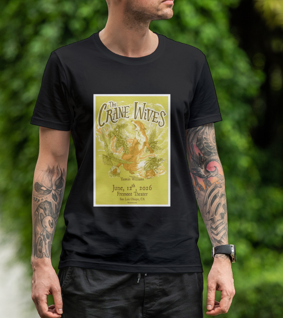 The Crane Wives Yasmin Williams Live June 12 2026 Fremont Theater San Luis Obispo Event T-Shirt