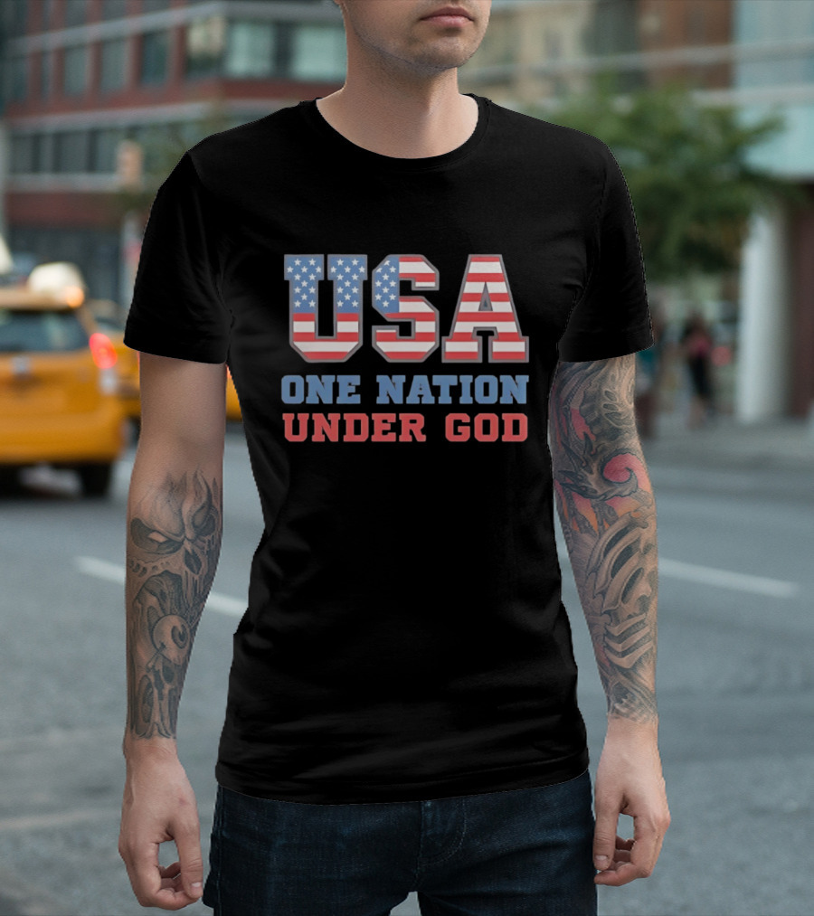 USA One Nation Under God American Flag Patriotic Stars And Stripes T-Shirt