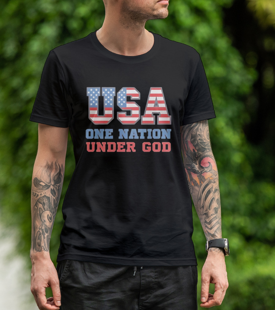 USA One Nation Under God American Flag Patriotic Stars And Stripes T-Shirt