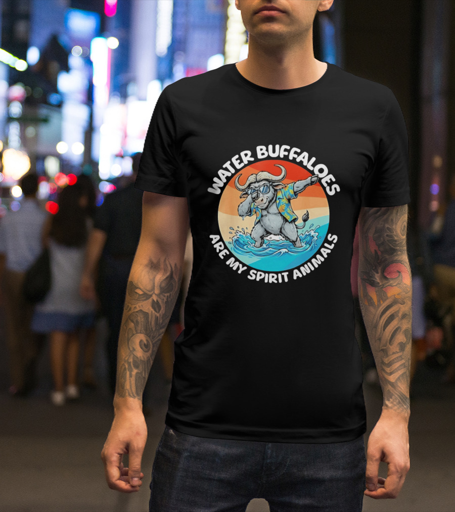 Water Buffaloes Are My Spirit Animals Dabbing Tropical Sunset T-Shirt