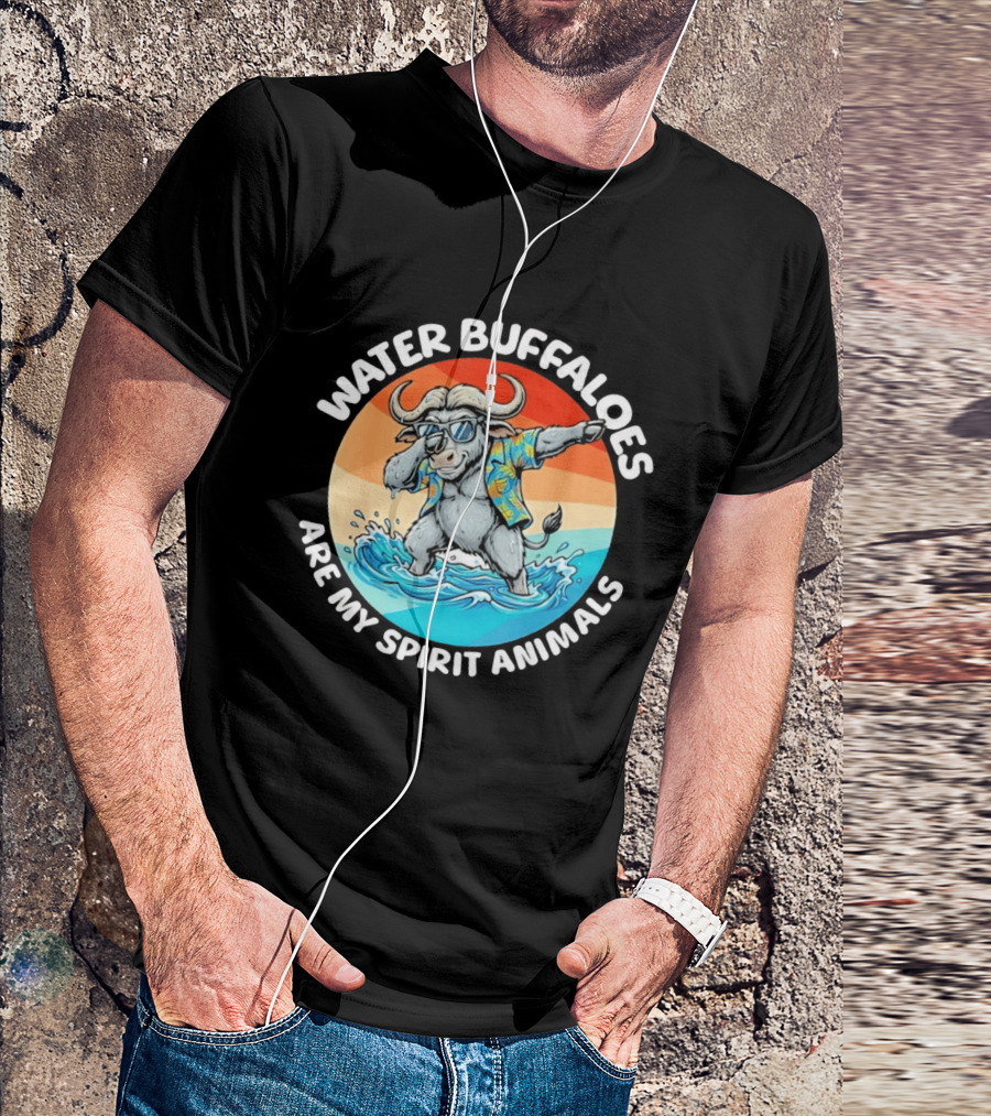 Water Buffaloes Are My Spirit Animals Dabbing Tropical Sunset T-Shirt