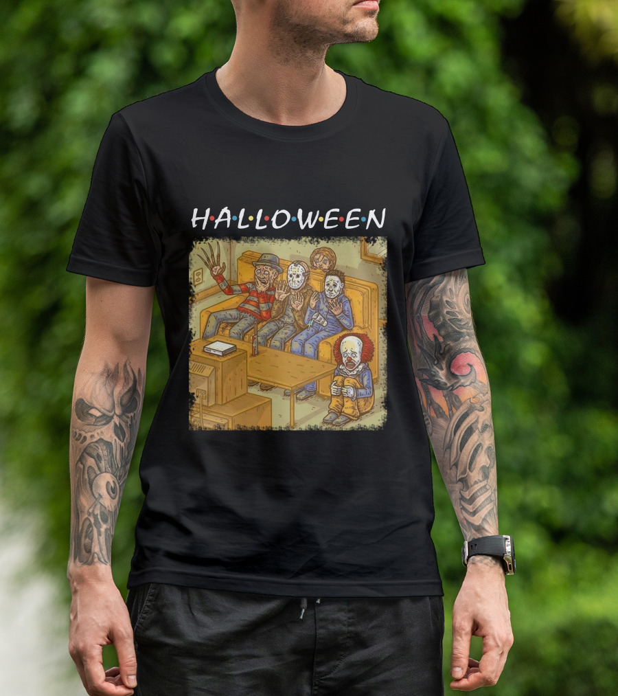 Halloween Horror Icons Relax On Couch T-Shirt