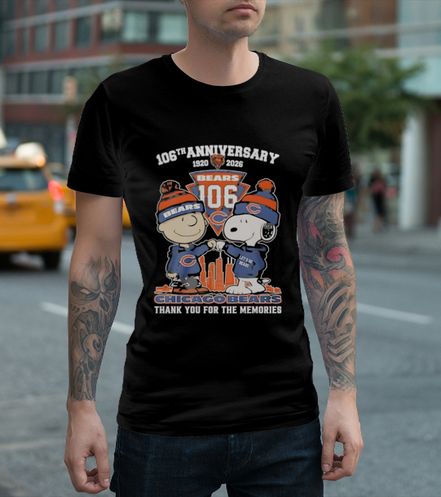 Chicago Bears 106th Anniversary 1920 2026 Snoopy And Charlie Brown Thank You For The Memories T-Shirt